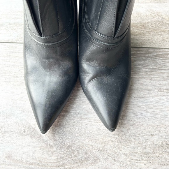 Zara Chunky Heel Pointed Toe Ankle Straps Leather Cowboy Booties Made in Spain - Picture 4 of 15